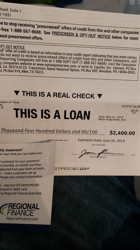 Loan Checks In The Mail